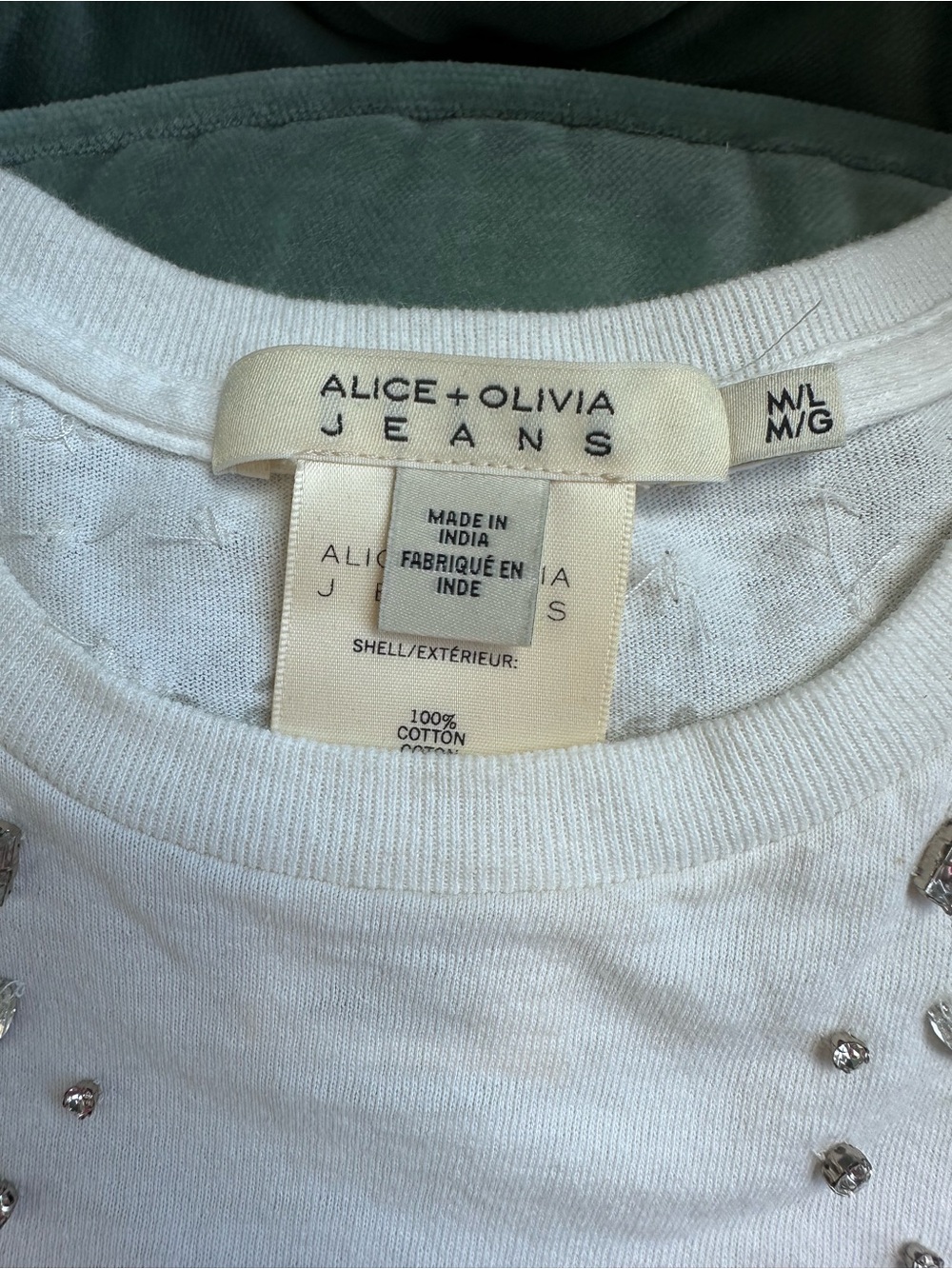 Alice + Olivia White Rolling Stones Graphic Crop Top with Red & Blue Accents - Picture 3 of 9